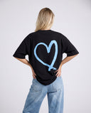 21206 STUDIOS BLACK/BLUE OVERSIZED T-SHIRT
