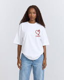 21201 STUDIOS WHITE/RED OVERSIZED T-SHIRT