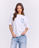 21202 STUDIOS WHITE/BLUE OVERSIZED T-SHIRT