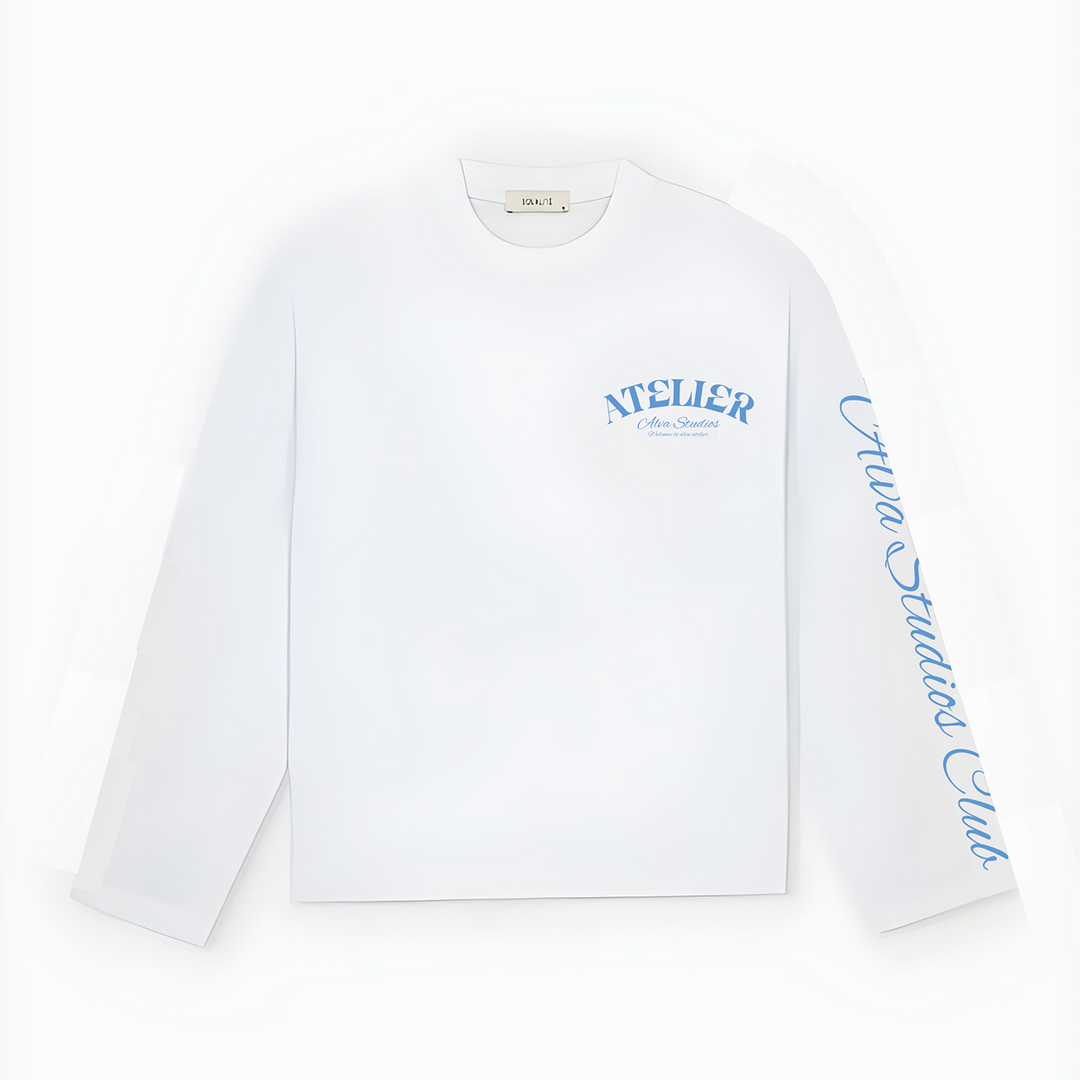 10202 ALVA ATELIER BLANC/BLEU MANCHES LONGUES