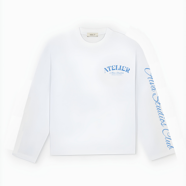 10202 ALVA ATELIER BLANC/BLEU MANCHES LONGUES