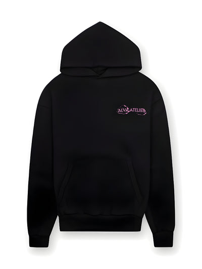 12402 ALVA ZWART/ROZE HOODIE