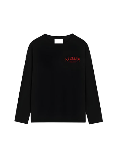 10405 ATELIER CLUB ZWART/ROOD LONGSLEEVE