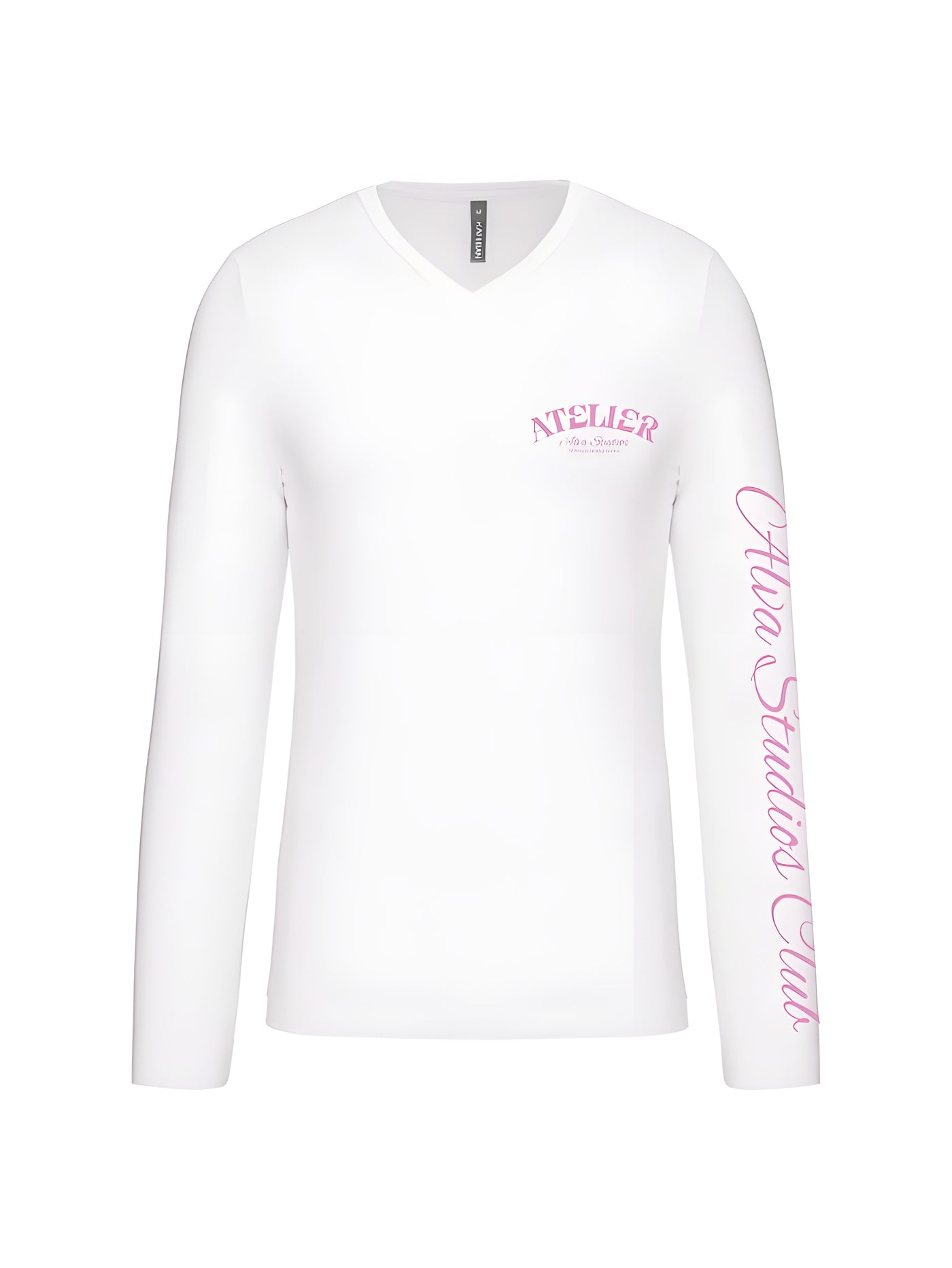10303 ALVA ATELIER V-HALS WIT/ROZE LONGSLEEVE