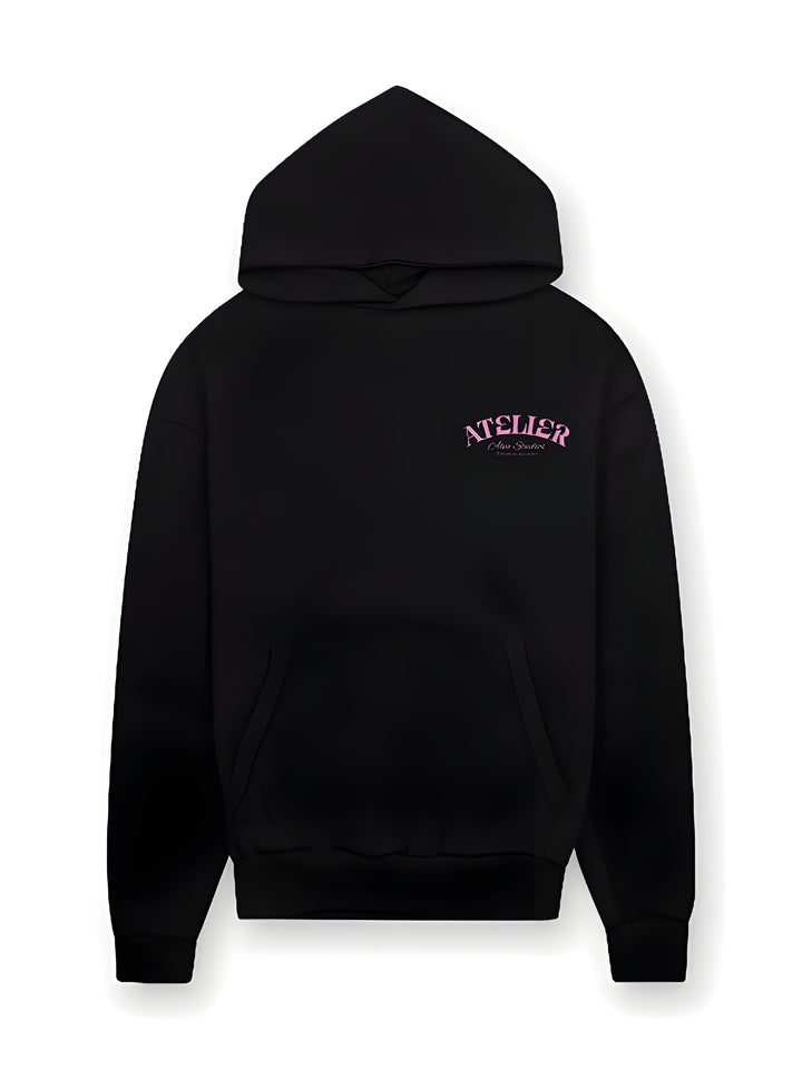 12004 ATELIER ENJOY THE CLIMB BLACK/PINK HOODIE