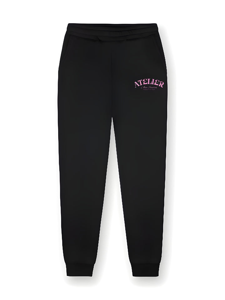13004 ATELIER ENJOY THE CLIMB BLACK/PINK JOGGING PANTS