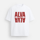 11503 ALVA ATELIER WIT/ROOD OVERSIZED T-SHIRT